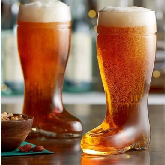 46oz custom boot-shaped beer glasses for bars and bachelor parties