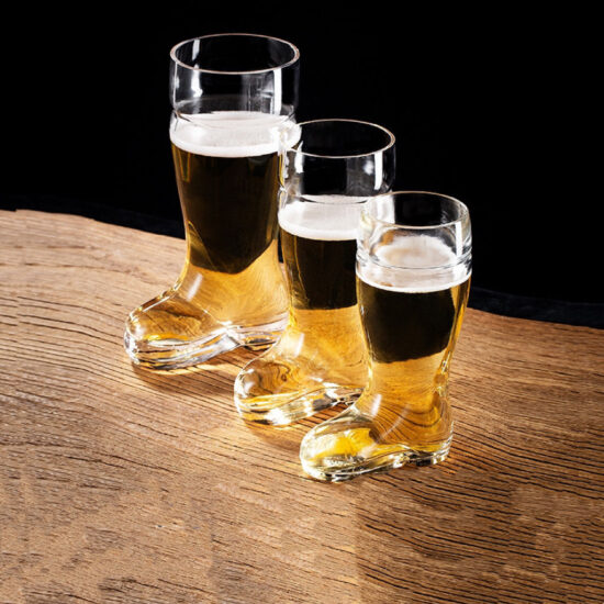 46oz custom boot-shaped beer glasses for bars and bachelor parties
