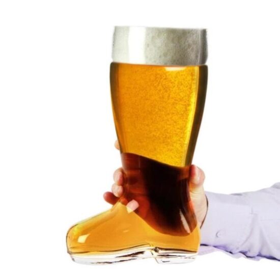 46oz custom boot-shaped beer glasses for bars and bachelor parties