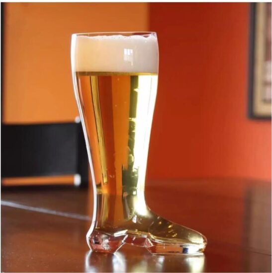 46oz custom boot-shaped beer glasses for bars and bachelor parties