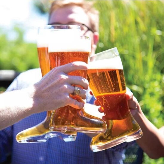 46oz custom boot-shaped beer glasses for bars and bachelor parties