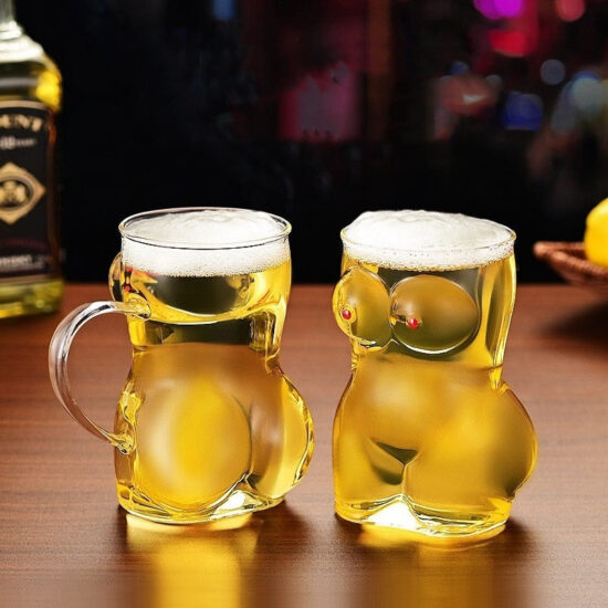  650ml thickened borosilicate glass beer glass with handle, ergonomic design