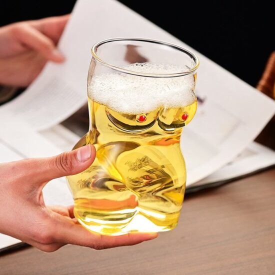  650ml thickened borosilicate glass beer glass with handle, ergonomic design
