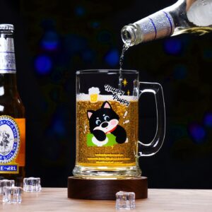 Creative thick cartoon glass beer mug with handle for draft beer and juice