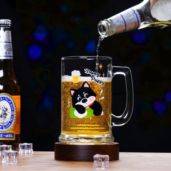Creative thick cartoon glass beer mug with handle for draft beer and juice