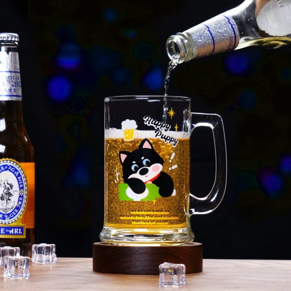 Creative thick cartoon glass beer mug with handle for draft beer and juice