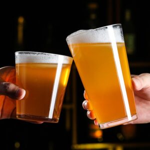 Customizable British American pint beer glasses for juice, tea, and beverages