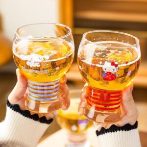 Cute cartoon glass beer and juice cup for home use and café drinks