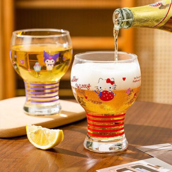 Cute cartoon glass beer and juice cup for home use and café drinks