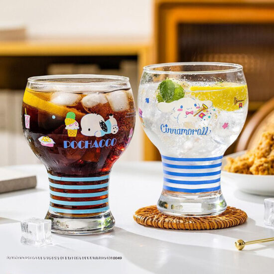 Cute cartoon glass beer and juice cup for home use and café drinks