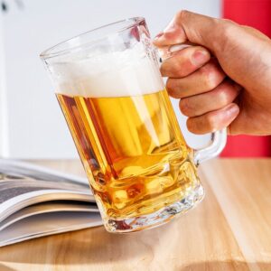 Clear Thick Beer Glasses with Handle for Juice and Tea – Trendy TikTok Style