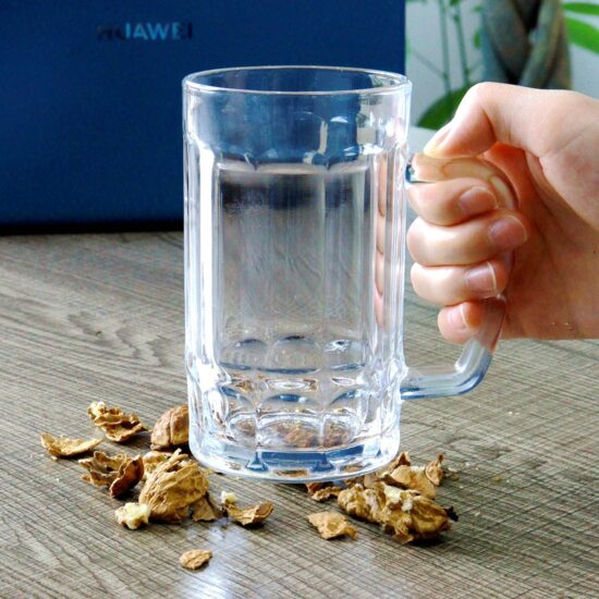 Clear Thick Beer Glasses with Handle for Juice and Tea – Trendy TikTok Style