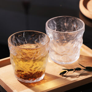 Japanese glacier-style glass cup for water, juice, beer, coffee, and tea