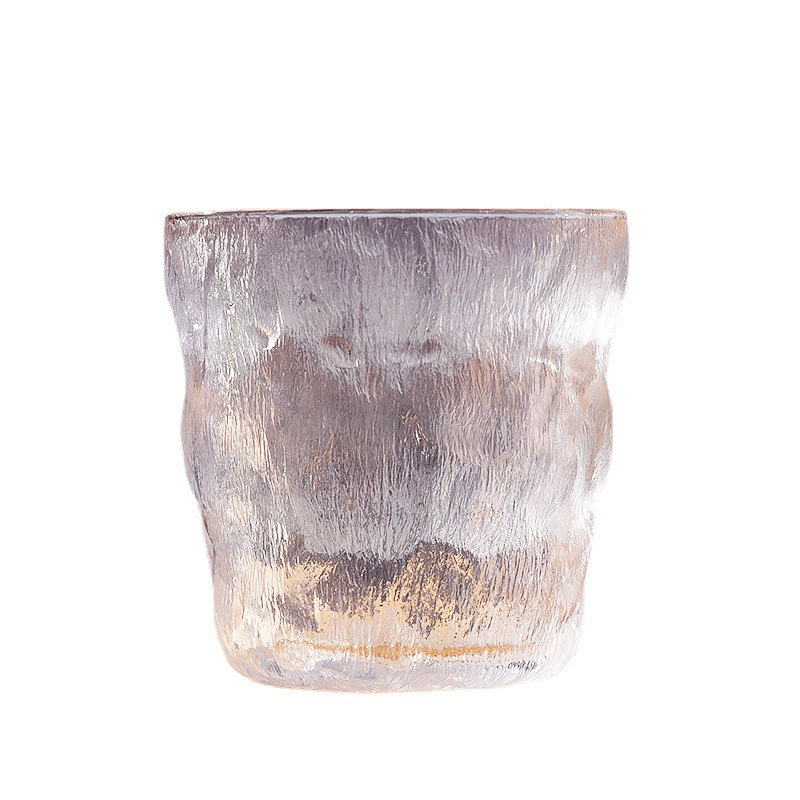Japanese glacier-style glass cup for water, juice, beer, coffee, and tea