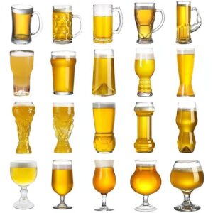 Classic custom funny beer glasses in various shapes for Pilsner and events