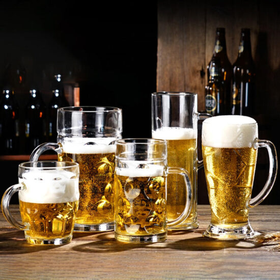 Classic custom funny beer glasses in various shapes for Pilsner and events