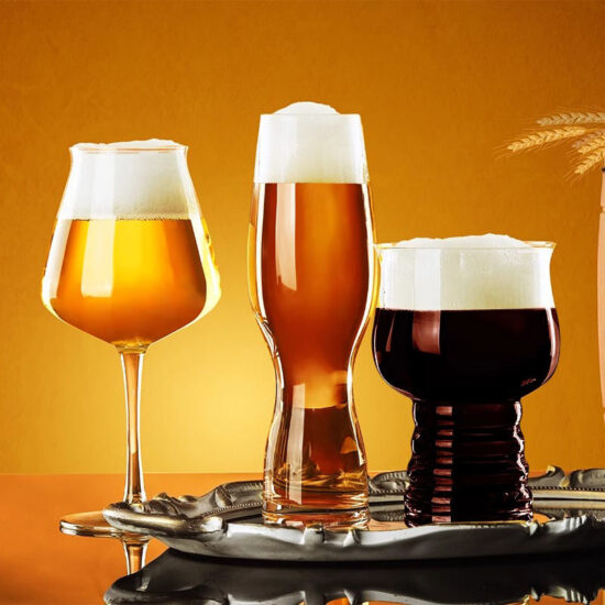 Classic custom funny beer glasses in various shapes for Pilsner and events