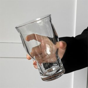 Instagram-style wide mouth glass cup for juice, iced coffee, beer, and cocktails