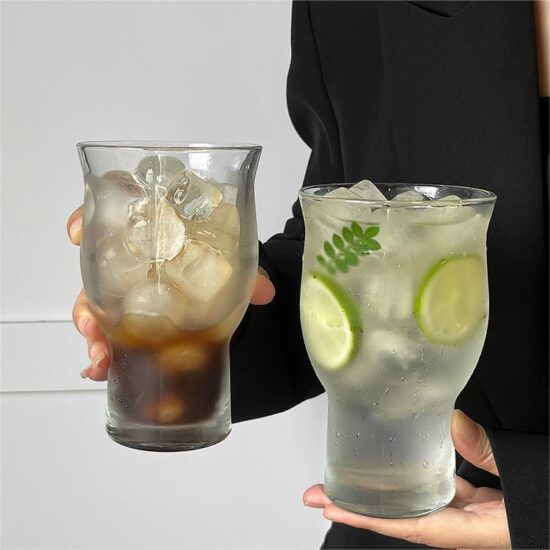  Instagram-style wide mouth glass cup for juice, iced coffee, beer, and cocktails