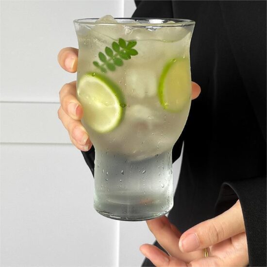  Instagram-style wide mouth glass cup for juice, iced coffee, beer, and cocktails