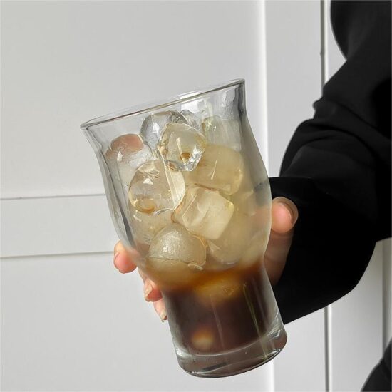 Instagram-style wide mouth glass cup for juice, iced coffee, beer, and cocktails