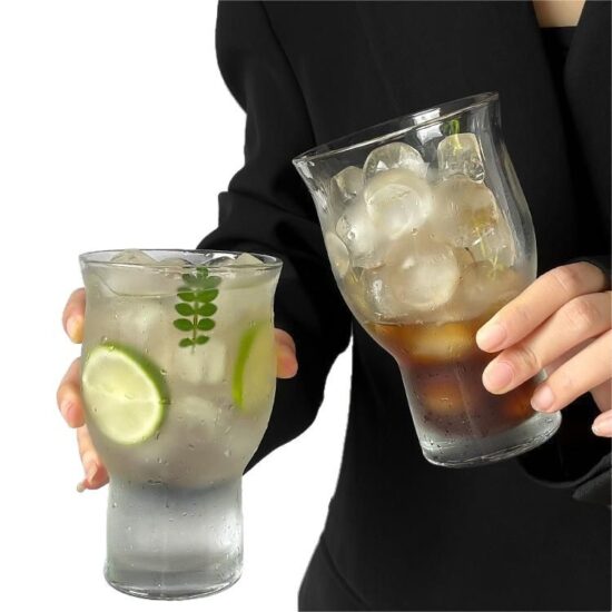  Instagram-style wide mouth glass cup for juice, iced coffee, beer, and cocktails