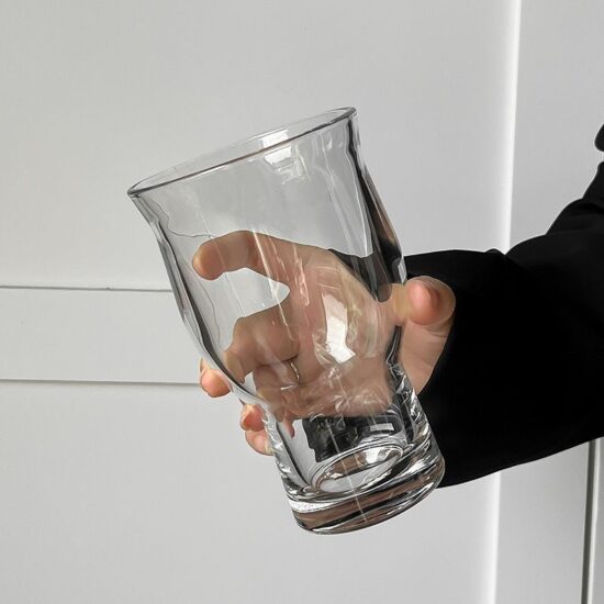  Instagram-style wide mouth glass cup for juice, iced coffee, beer, and cocktails