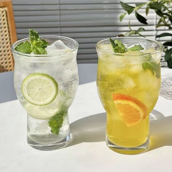  Instagram-style wide mouth glass cup for juice, iced coffee, beer, and cocktails