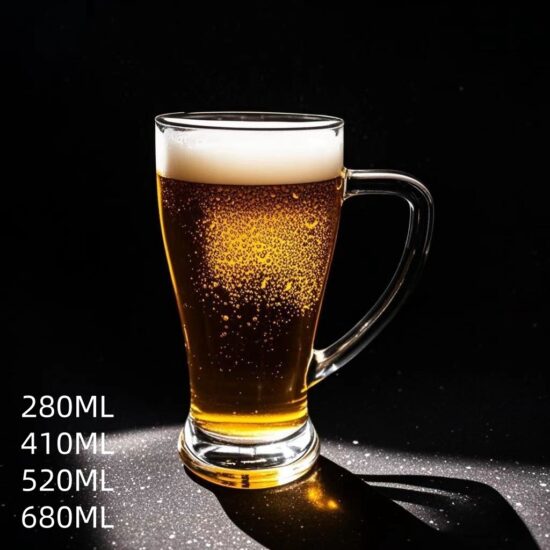  1L and 750ml large beer glasses with handle and custom logo