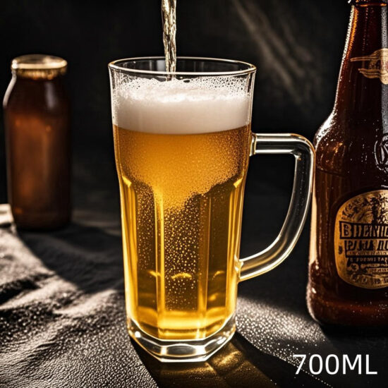  1L and 750ml large beer glasses with handle and custom logo