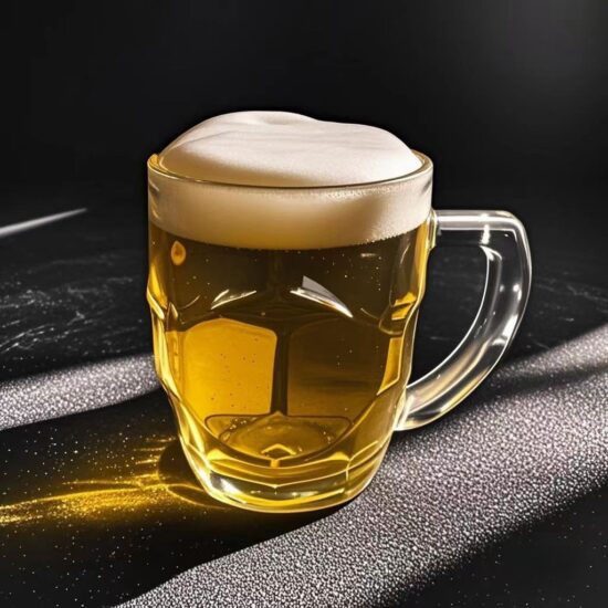  1L and 750ml large beer glasses with handle and custom logo