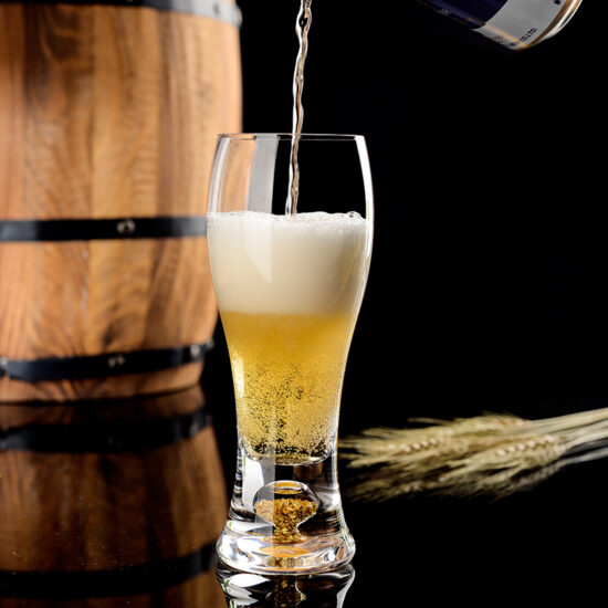 : Crystal beer glasses with gold foil – 6pcs large set for home and bar