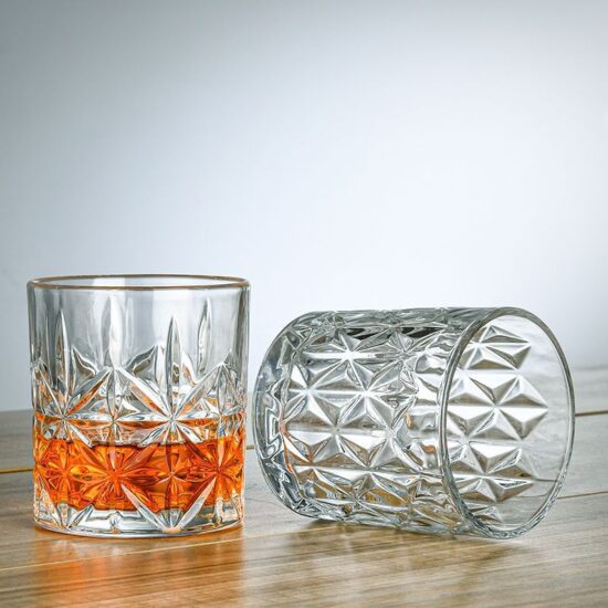 Premium crystal whiskey and beer glass with ROCK-style design