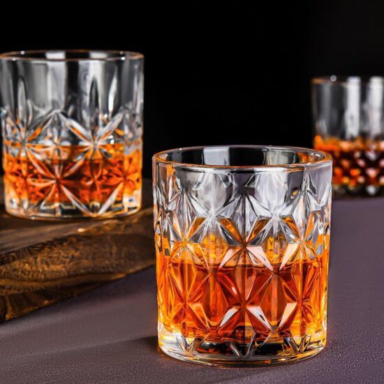 Premium crystal whiskey and beer glass with ROCK-style design