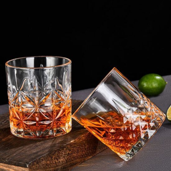 Premium crystal whiskey and beer glass with ROCK-style design