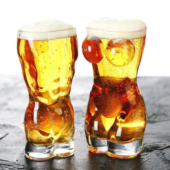  TikTok creative large glass beer mugs with unique human body shape design