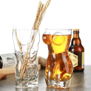 TikTok creative large glass beer mugs with unique human body shape design