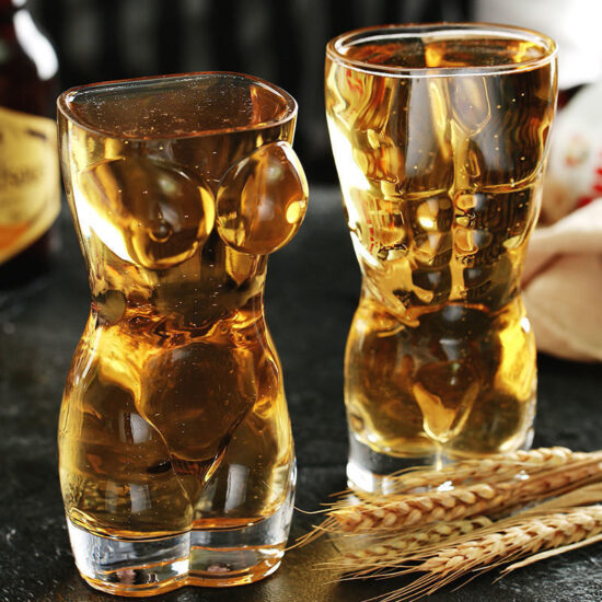  TikTok creative large glass beer mugs with unique human body shape design