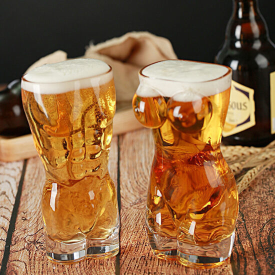  TikTok creative large glass beer mugs with unique human body shape design