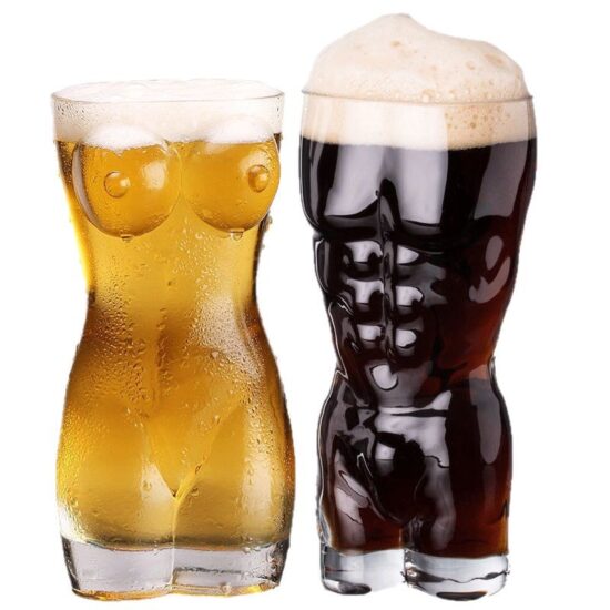  TikTok creative large glass beer mugs with unique human body shape design
