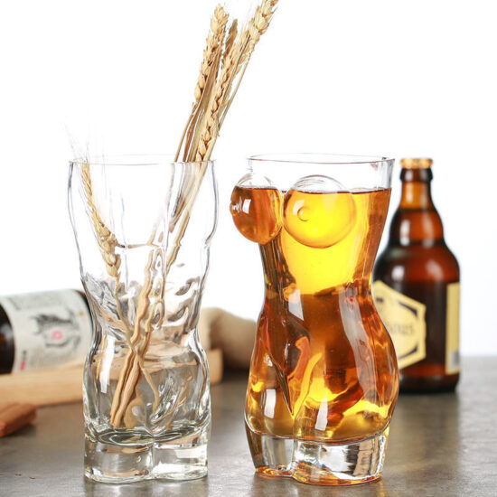  TikTok creative large glass beer mugs with unique human body shape design