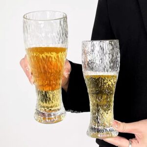 Hammered glass beer mug with retro style for craft drinks and water