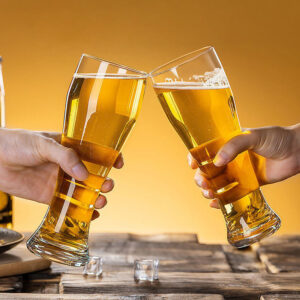 Transparent custom beer glasses with printed logo for bars and events
