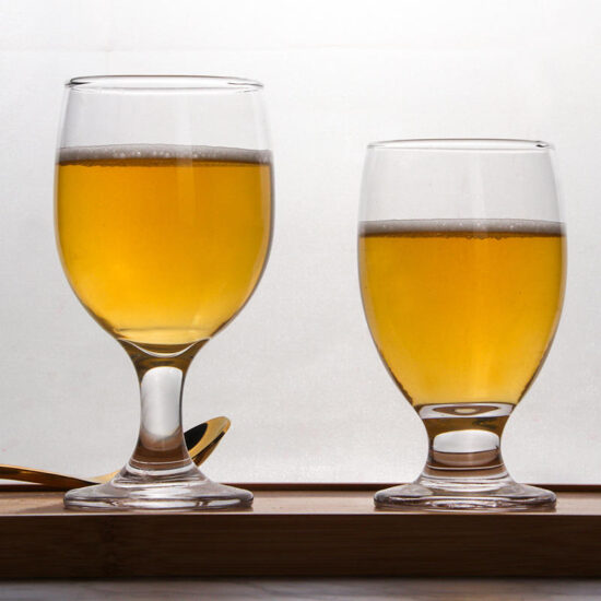 Transparent custom beer glasses with printed logo for bars and events